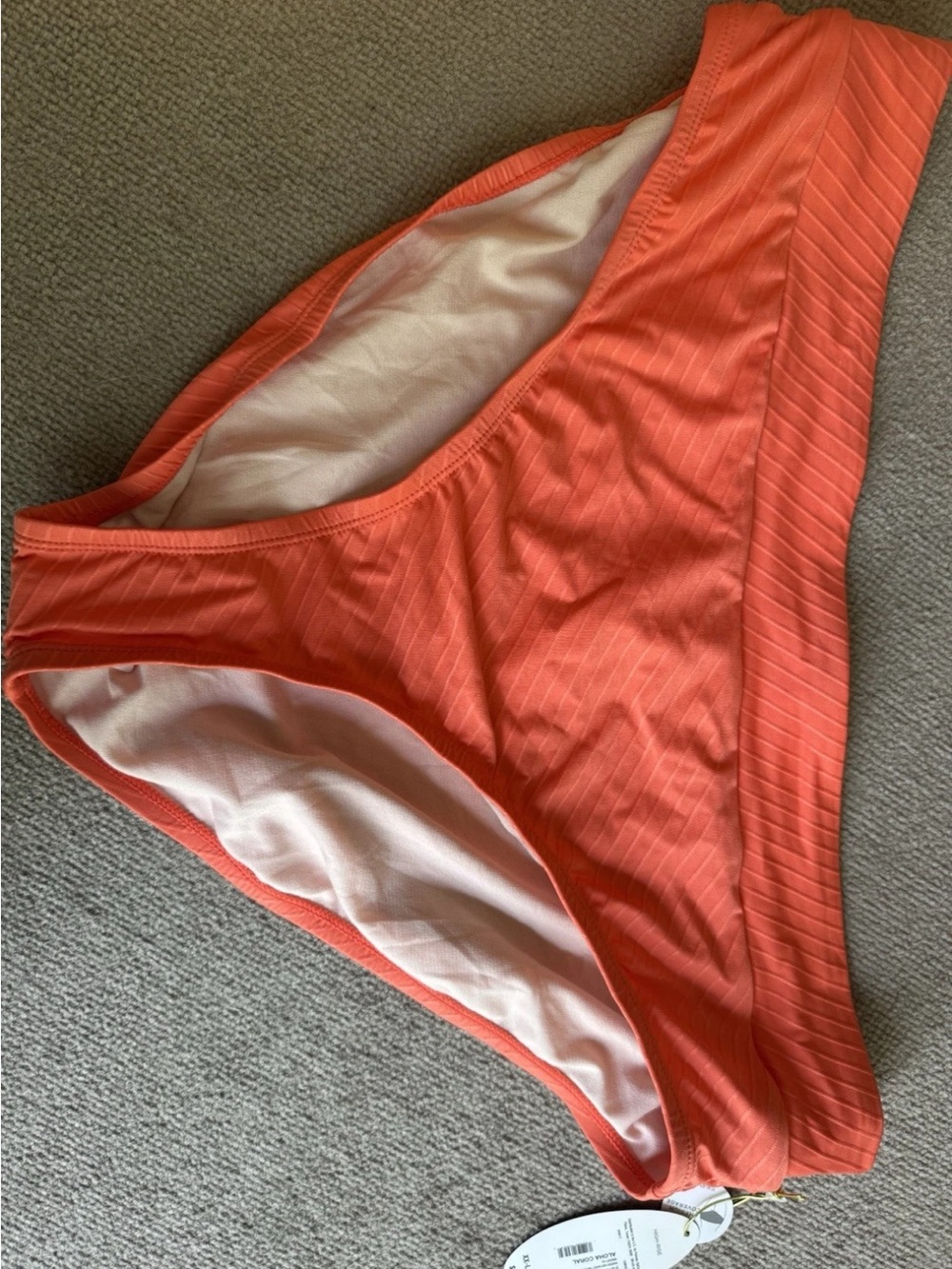 Coral Ribbed Bikini Bottom
